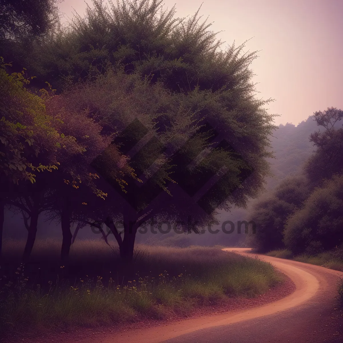 Picture of Serene Sunset Over Rural Landscape