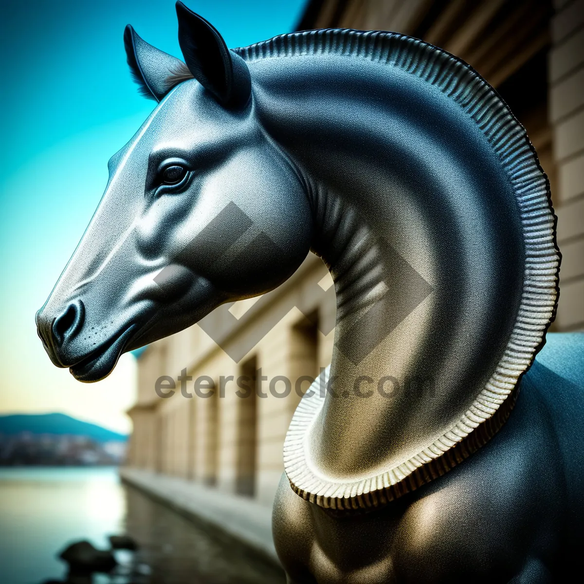 Picture of Bronze Horse Head Sculpture at Park Tract