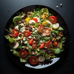 Healthy Fresh Salad with Tomatoes and Cheese