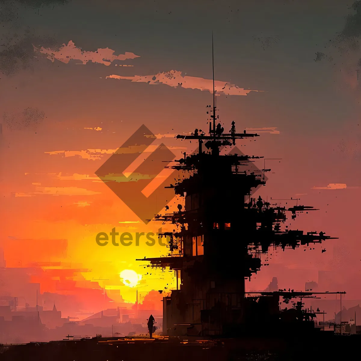 Picture of Steel Tower in Sunset Skyline