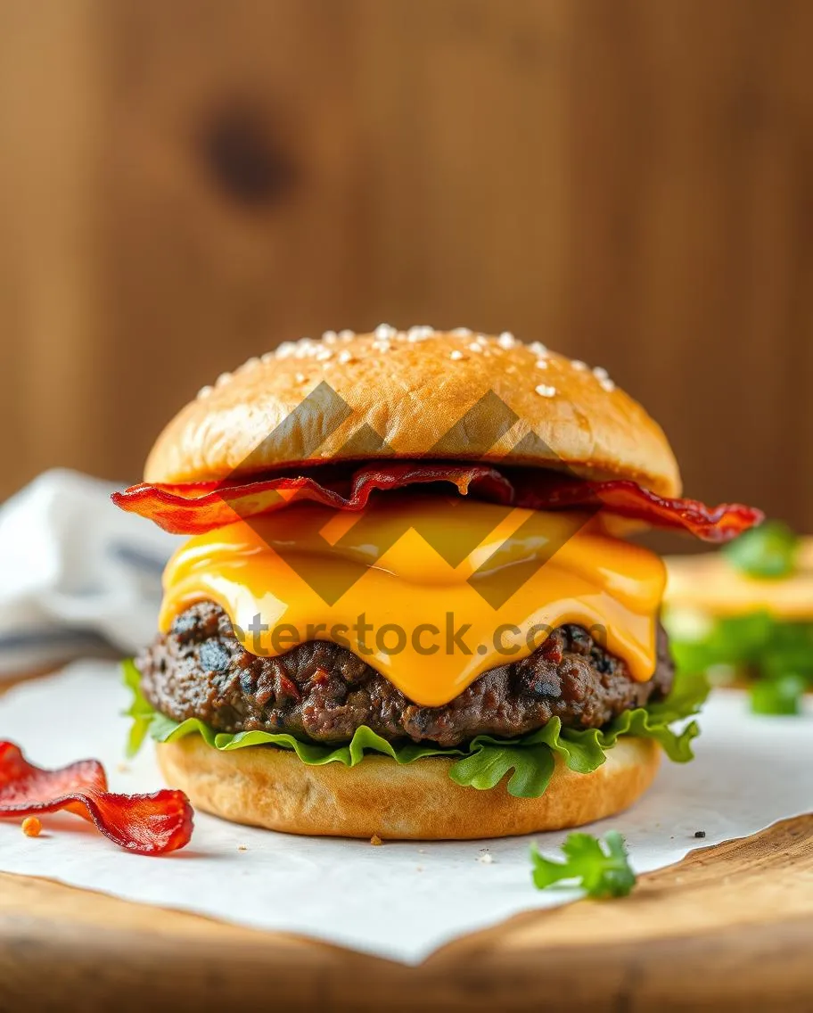 Picture of Cheeseburger with Grilled Beef and Fresh Salad