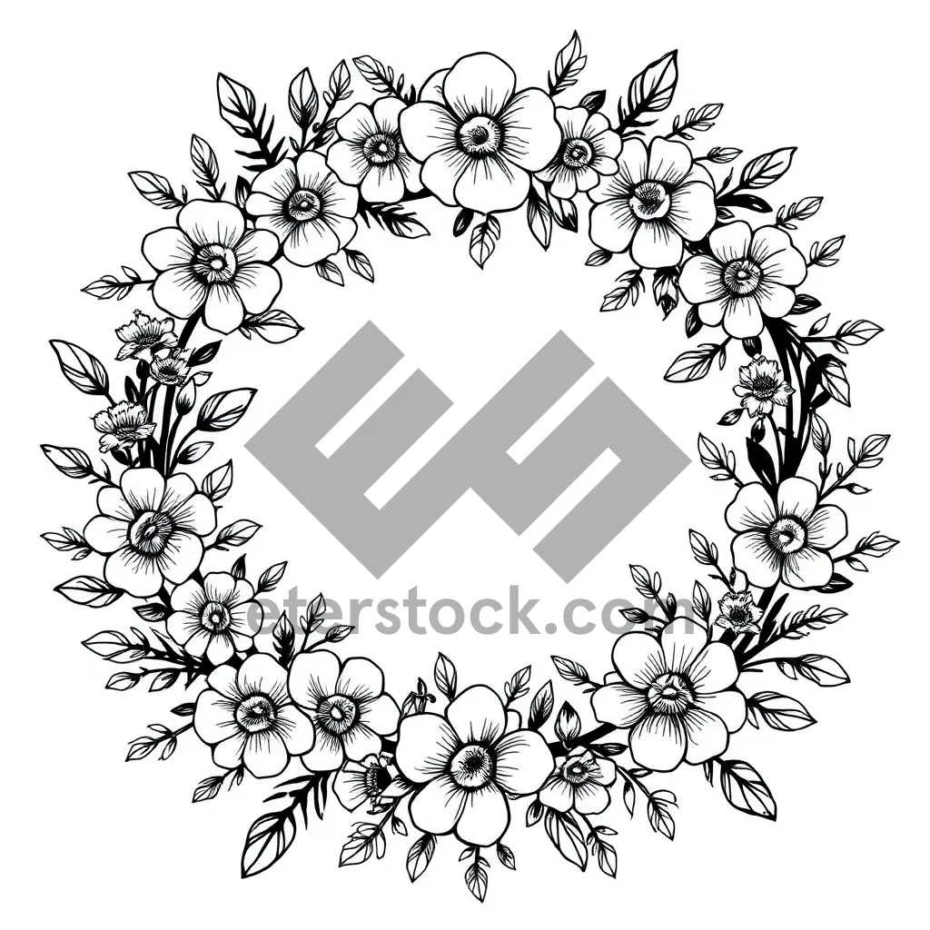 Picture of Black Floral Ornate Vintage Decorative Border Design