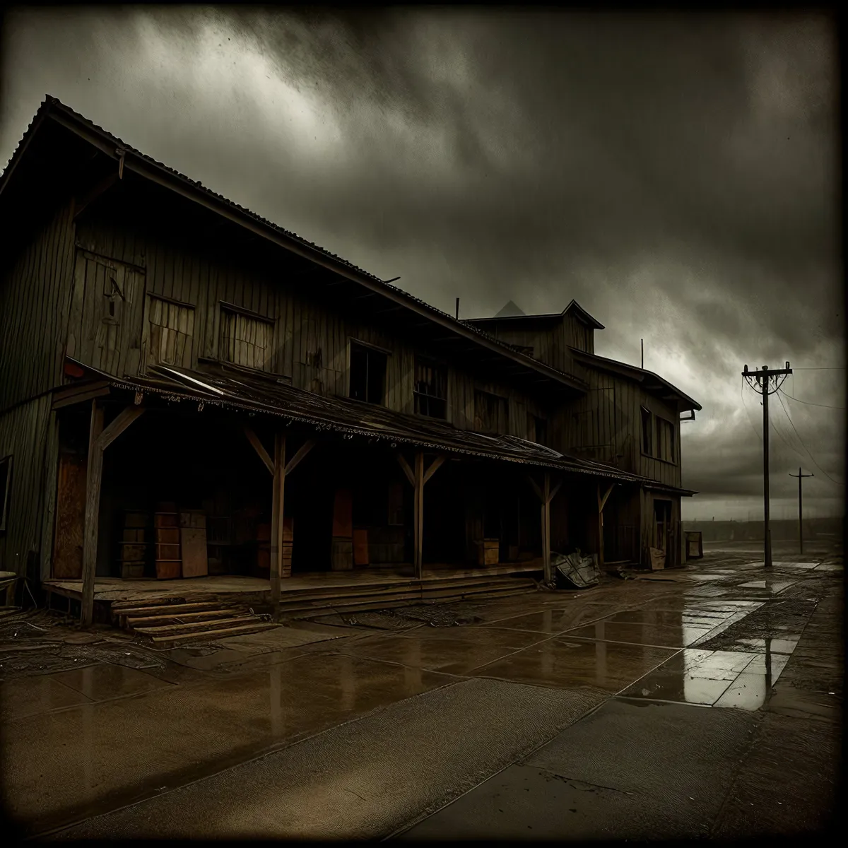 Picture of Rustic Farm Building Against Blue Sky