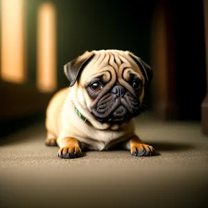 Adorable Wrinkled Pug Puppy Portrait