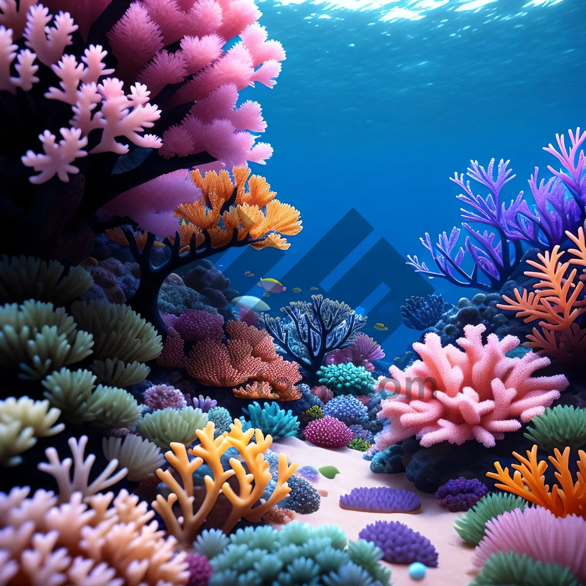 Picture of Colorful Coral Reef Life in Sunlit Waters