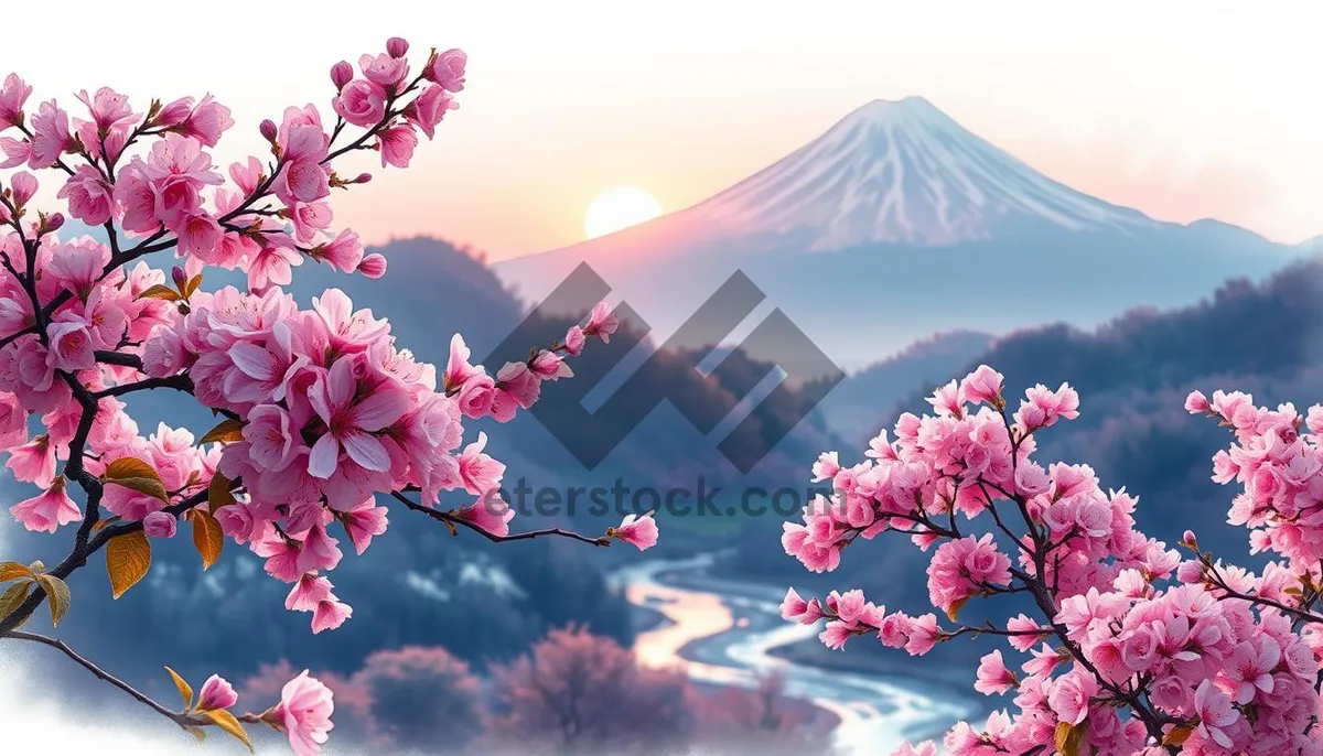 Picture of Pink Rhododendron Blossom in Japanese Garden