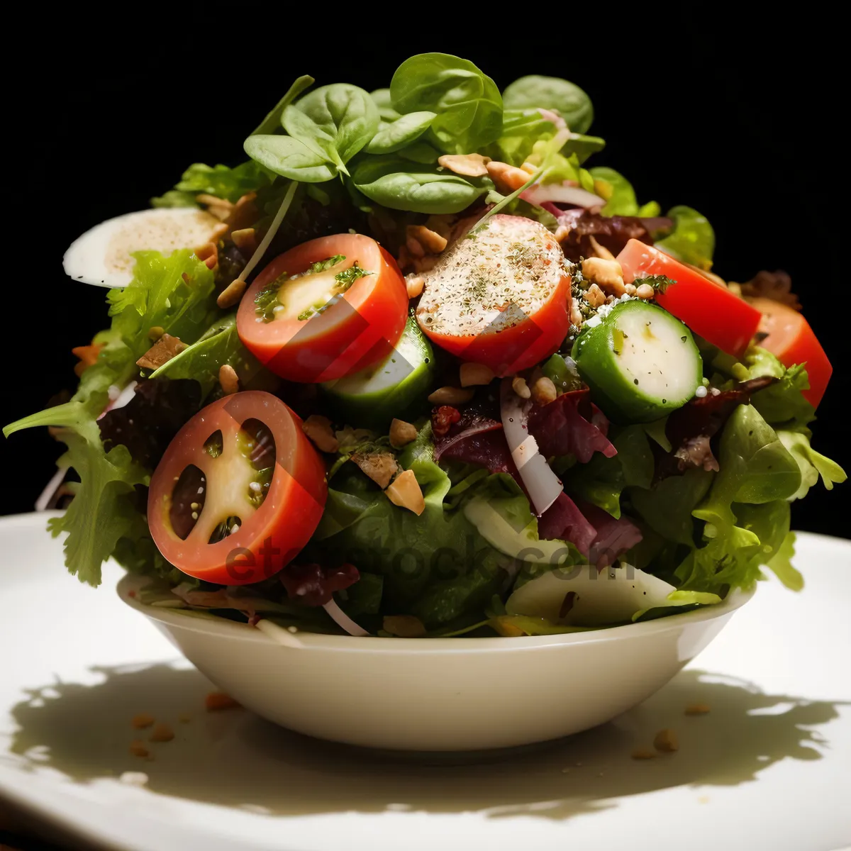 Picture of Fresh Vegetable Salad Plate with Nutritious Greens