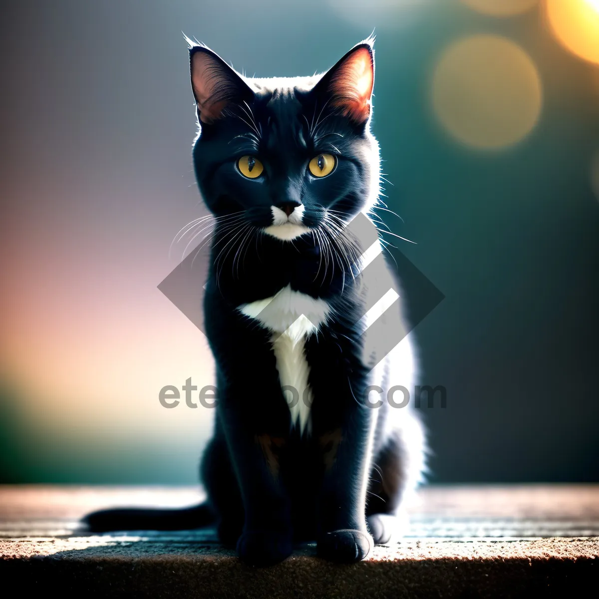 Picture of Cute Kitty Staring with Adorable Whiskers