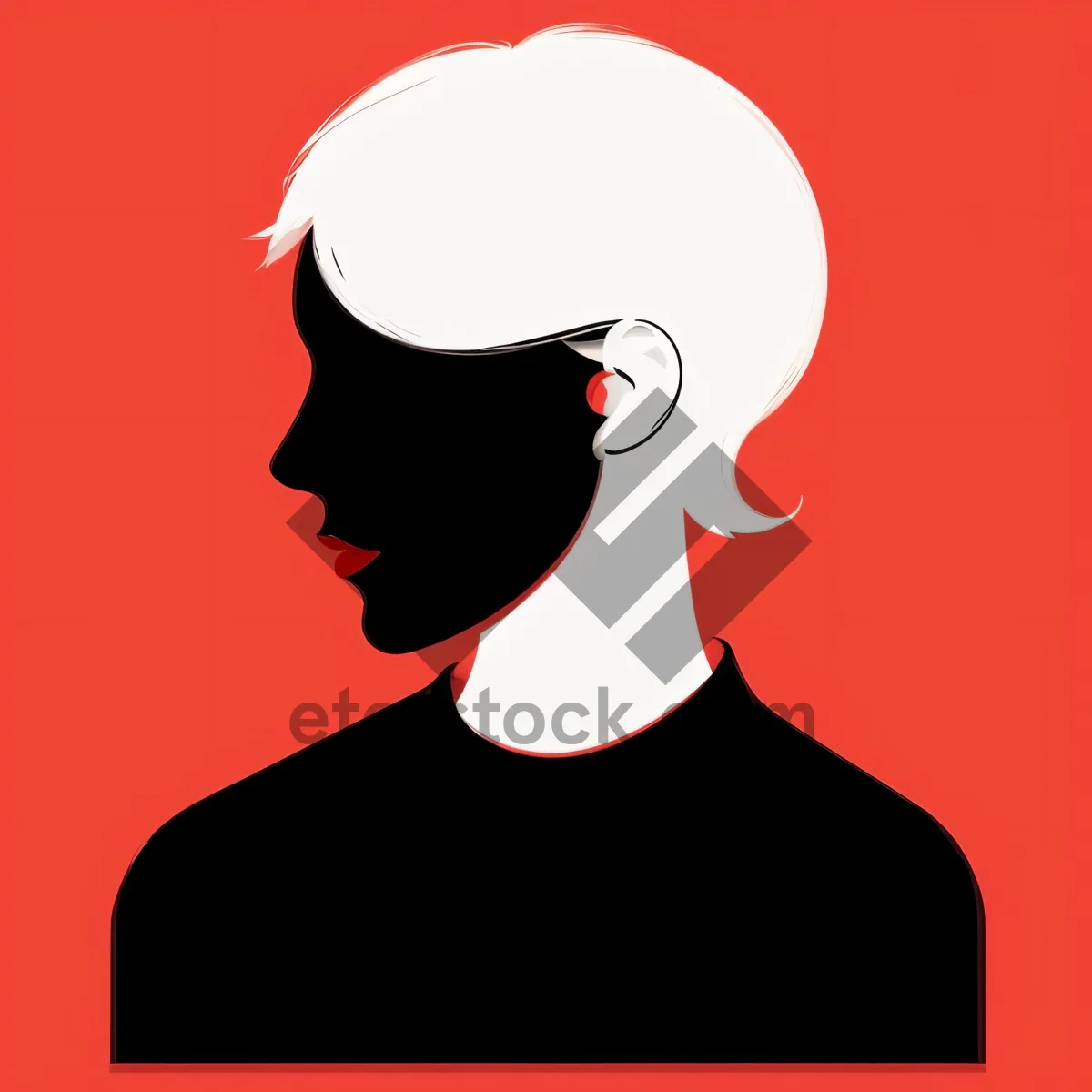 Picture of Cartoon Silhouette of Belly with Artistic Haircut on Shoulder