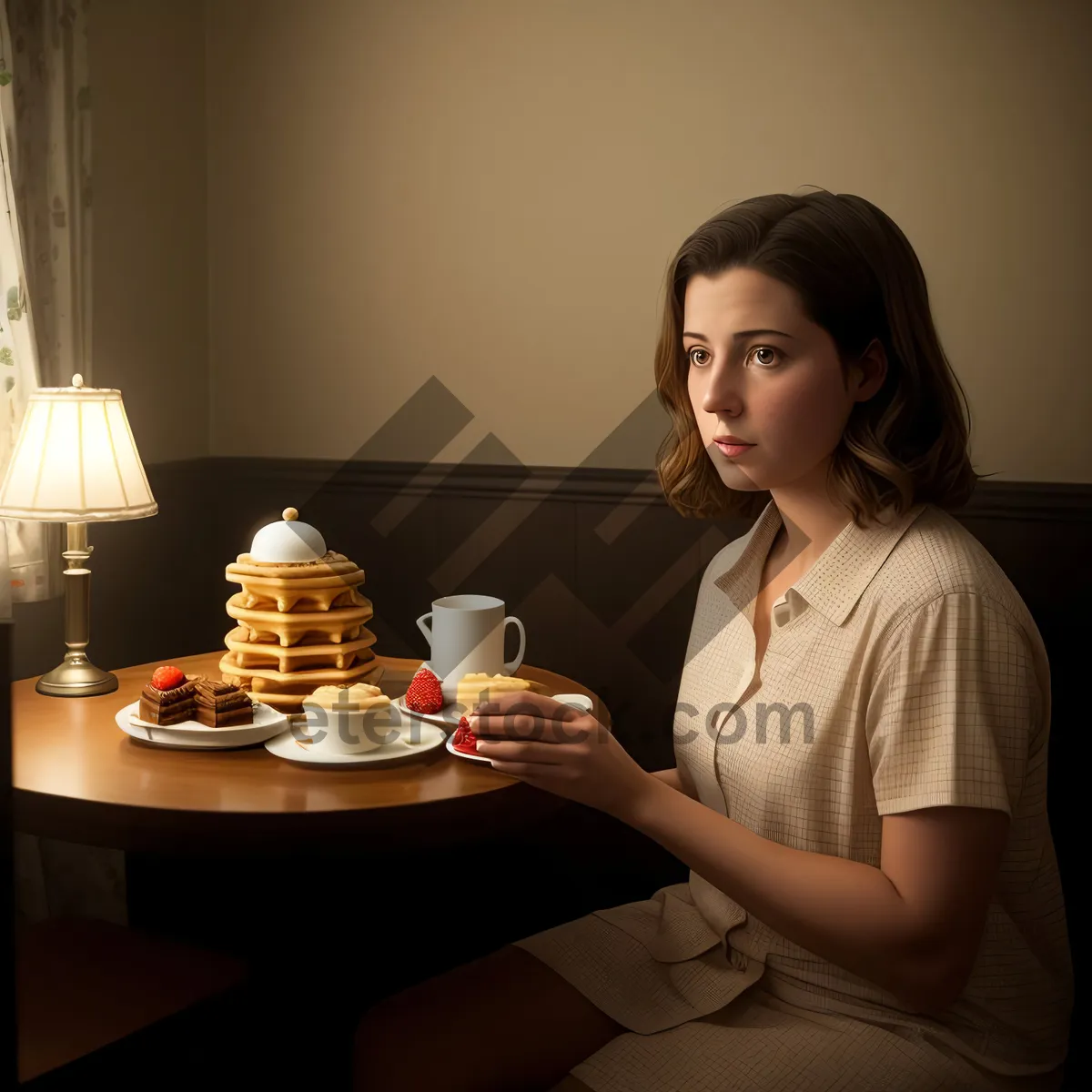 Picture of Attractive couple enjoying dinner in a restaurant