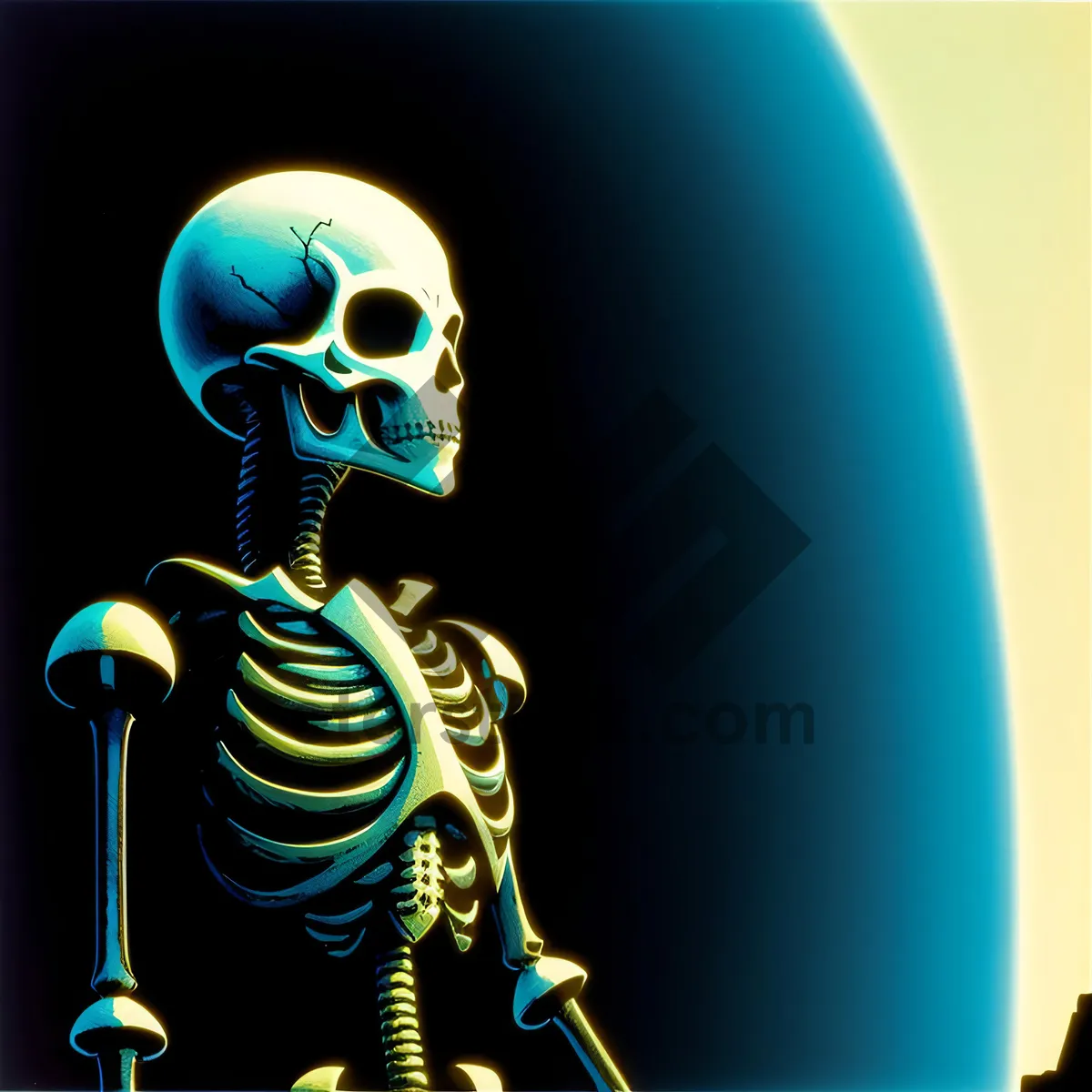 Picture of Macabre Skeleton Bust Stares into the Void