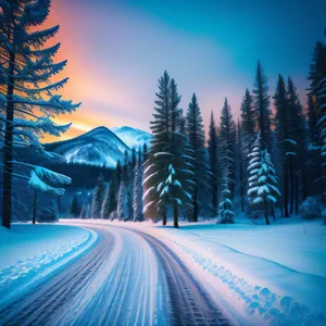 Frozen Winter Wonderland: Majestic Snowy Mountain Landscape