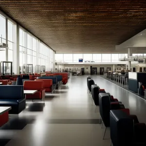 Modern Classroom Interior with Empty Tables and Chairs