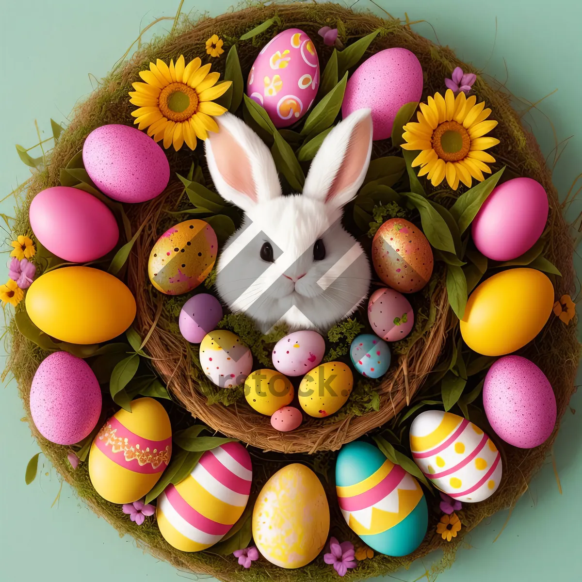 Picture of Vibrant Easter Egg Decorations and Candy