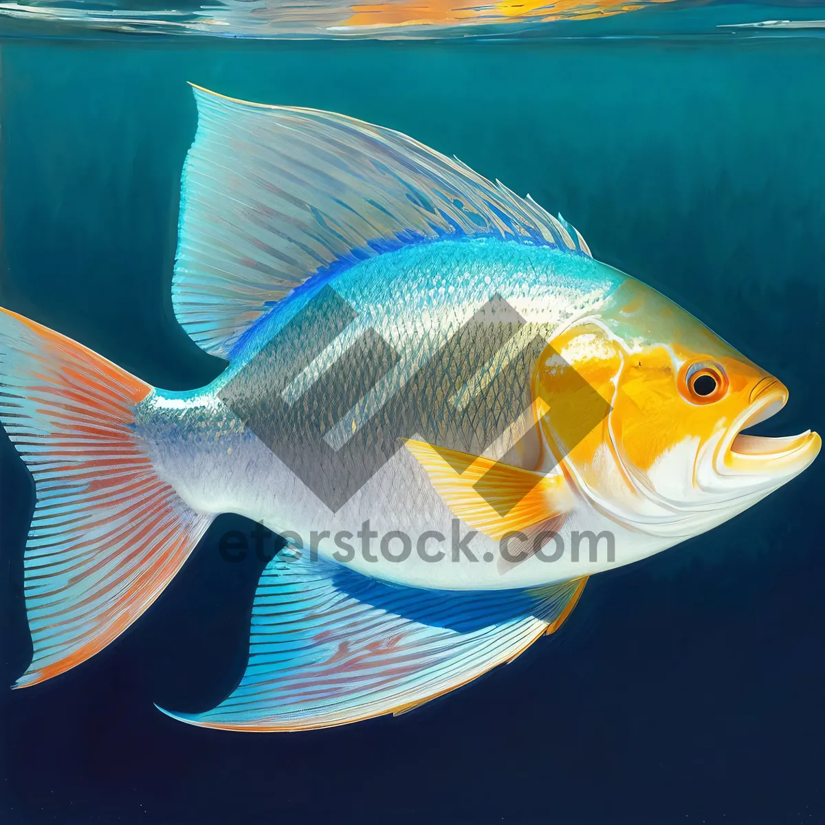 Picture of Colorful Goldfish Swimming in Aquarium