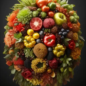 Fresh Fruit Bouquet Arrangement for Autumn Season.