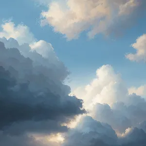 Vibrant Summer Sky with Fluffy Cumulus Clouds