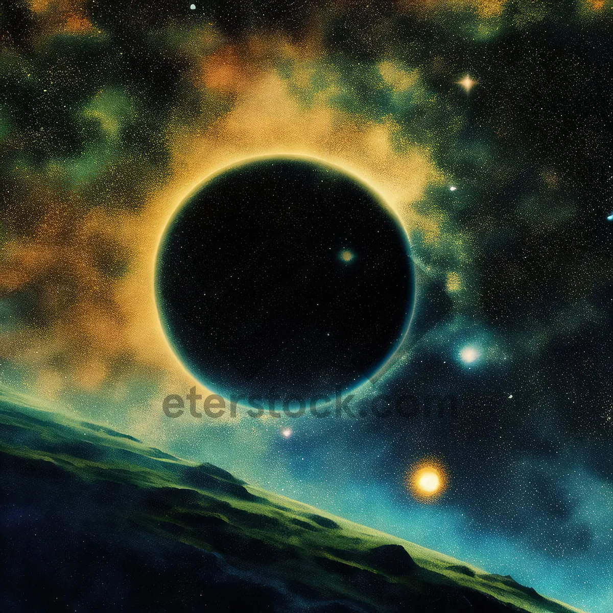 Picture of Dark Moon in Celestial Sky of Space