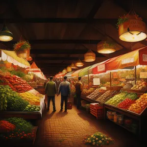 Fresh Fruit Display at Local Supermarket Market Stall