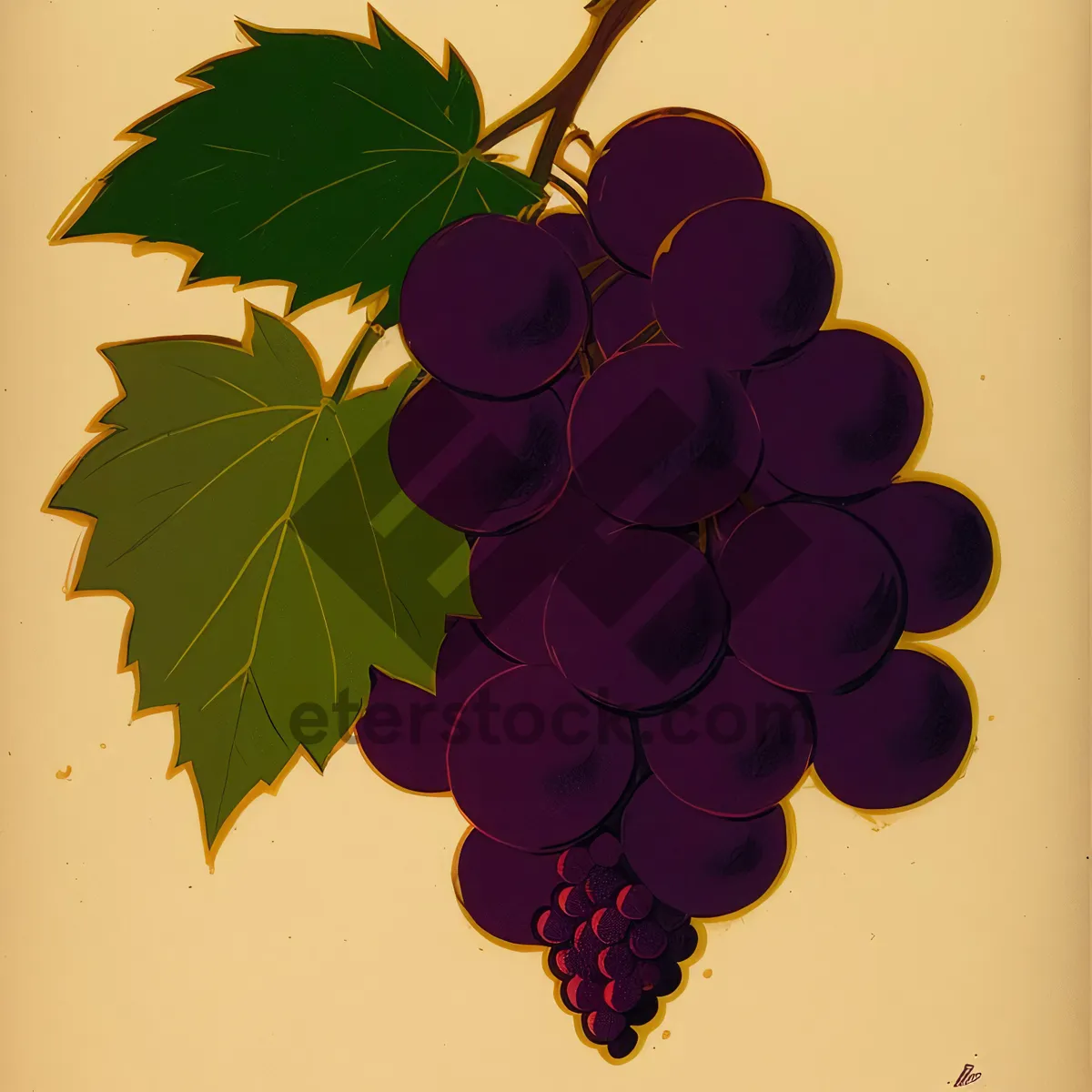 Picture of Farmhouse Vineyard: Decorative Grape Pattern Wallpaper