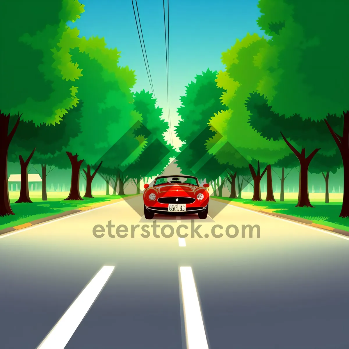 Picture of Scenic Drive Through Sunny Countryside