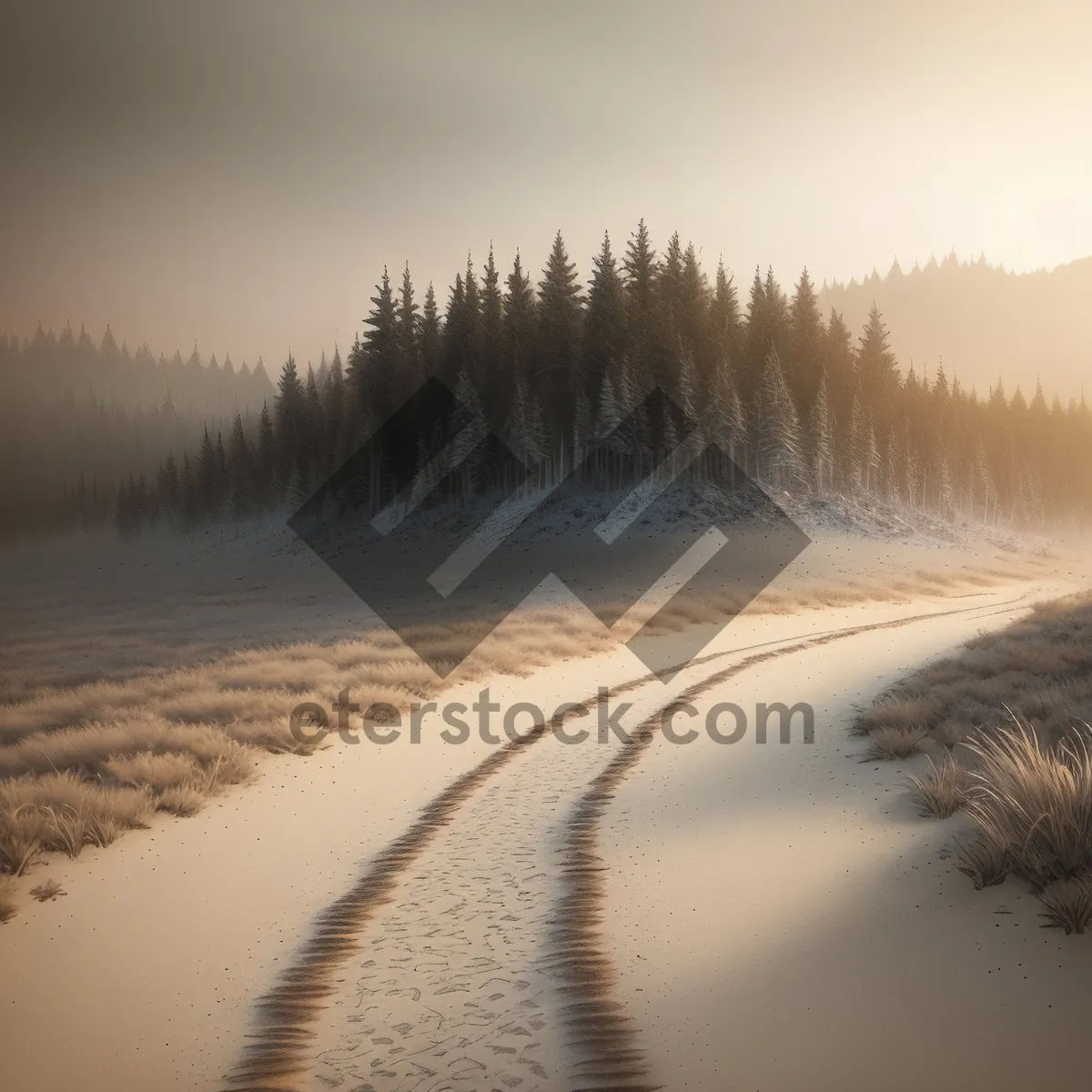 Picture of Winter Wonderland: Snowy Landscape with Forest and Lake