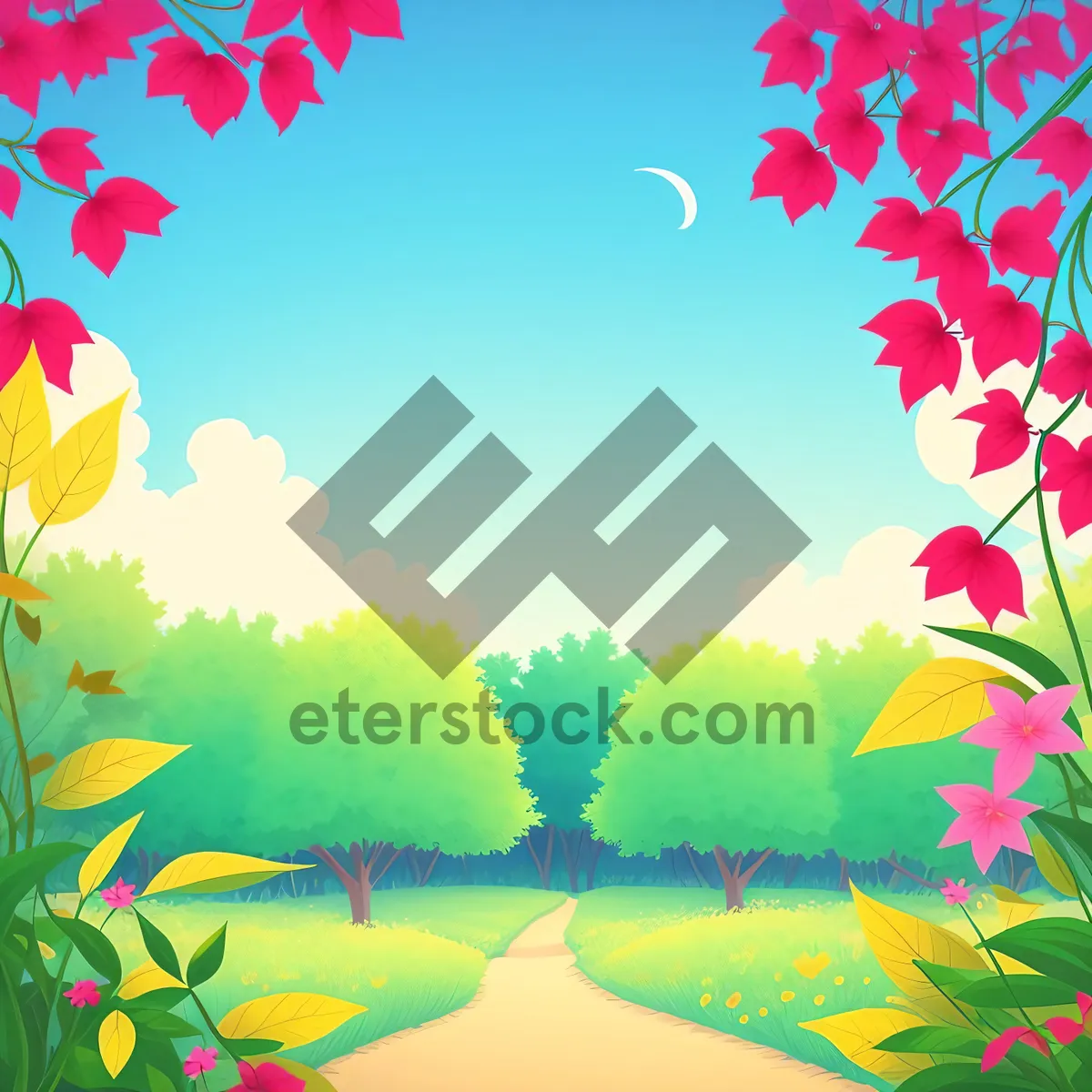 Picture of Floral Artwork with Summer Season Elements