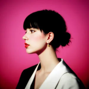 Pretty black model with attractive hairstyle and makeup