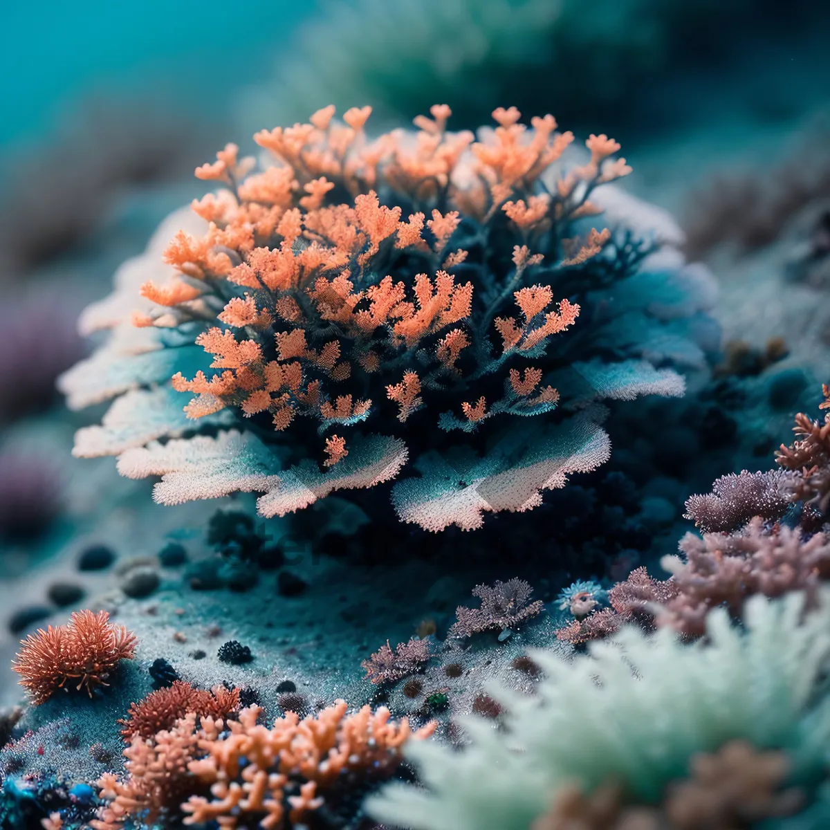 Picture of Colorful Coral Reef Underwater: Exotic Marine Life