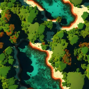 Grunge River Map: Textured World Representation with Water Snake Pattern