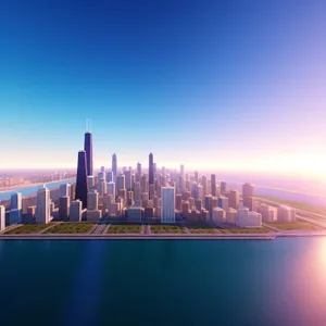 Nighttime CitySkyline Amidst Water Reflections