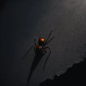 Black Widow Spider on Green Leaf