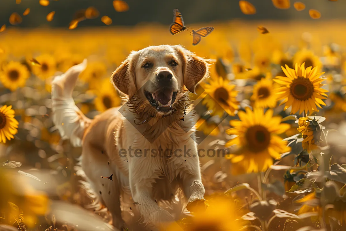 Picture of Adorable Golden Retriever Puppy - Domestic Pet Portrait