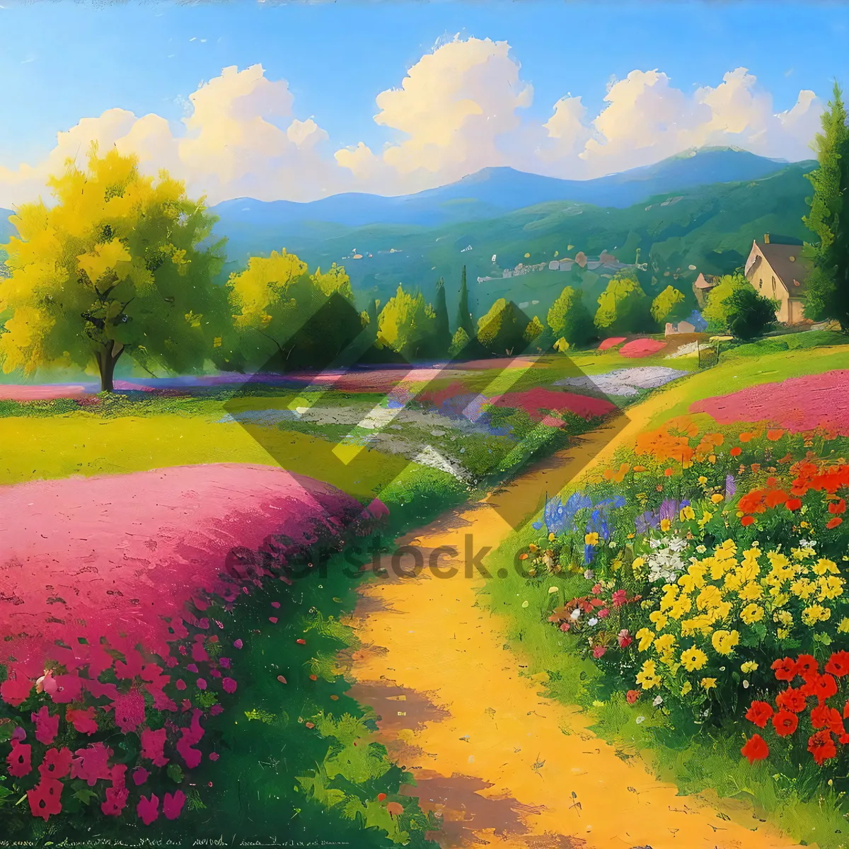 Picture of Idyllic Countryside Meadow under Sunny Skies