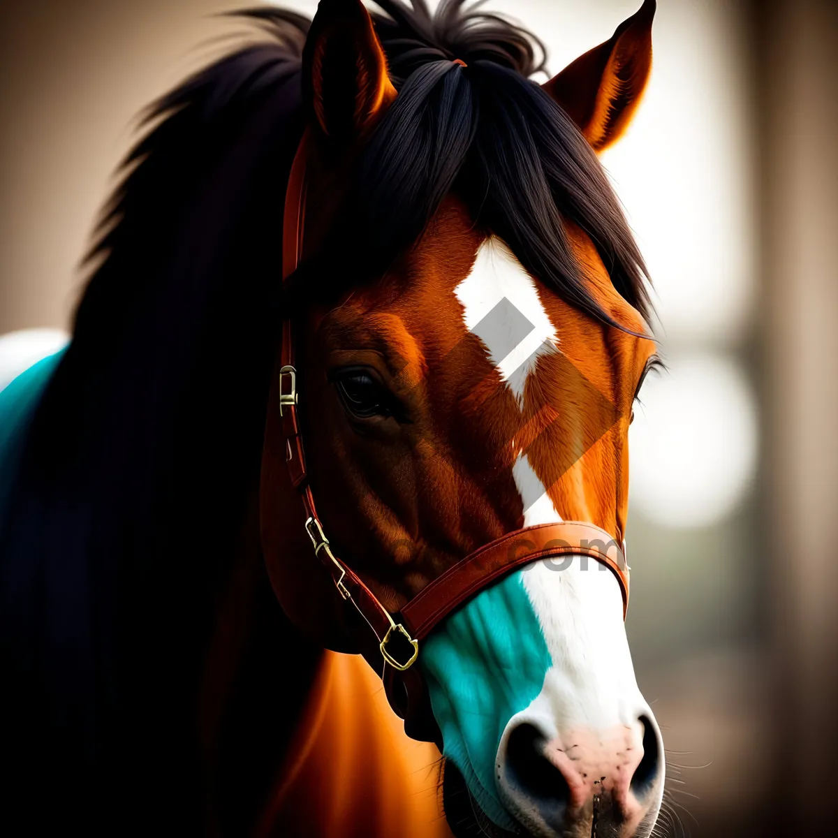 Picture of Elegant Thoroughbred Stallion in Brown Bridle