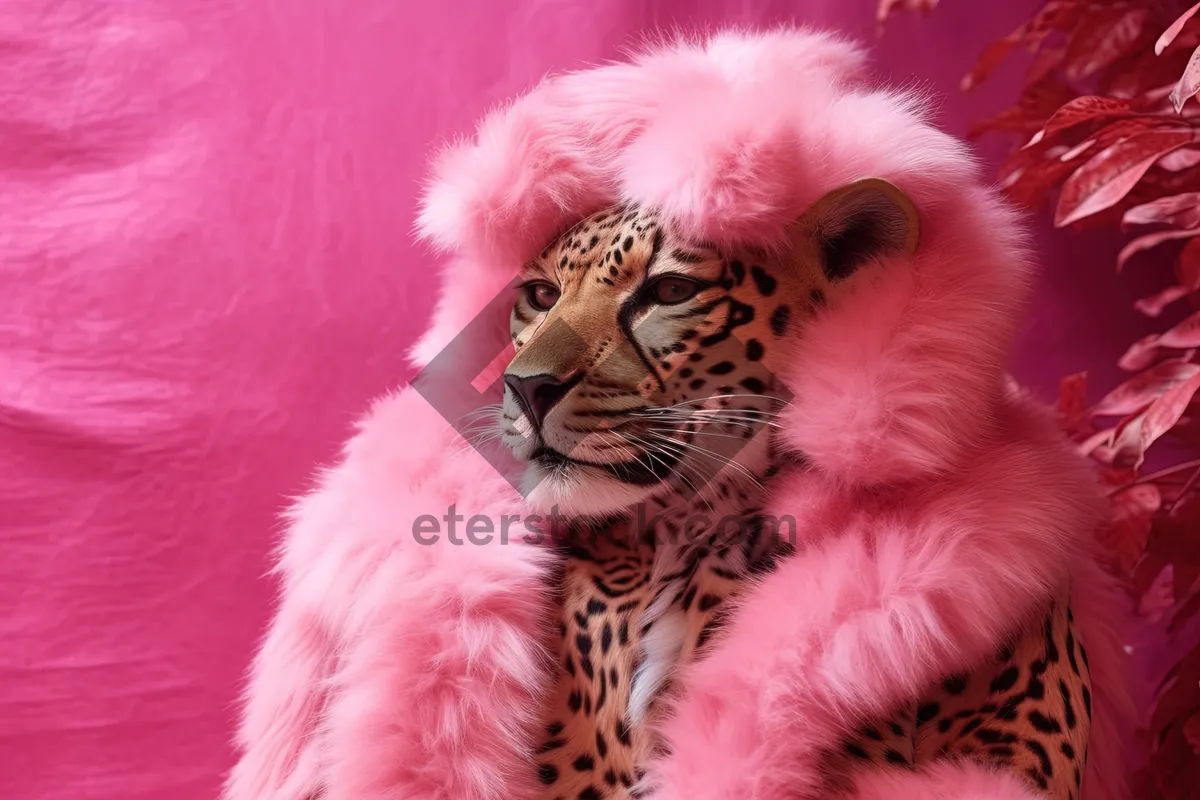 Picture of Cute Cat with Feather Boa Scarf Portrait