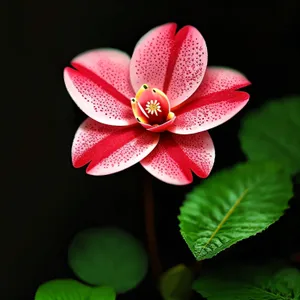 Pink Tropical Flamingo Lily Blooming in Garden.