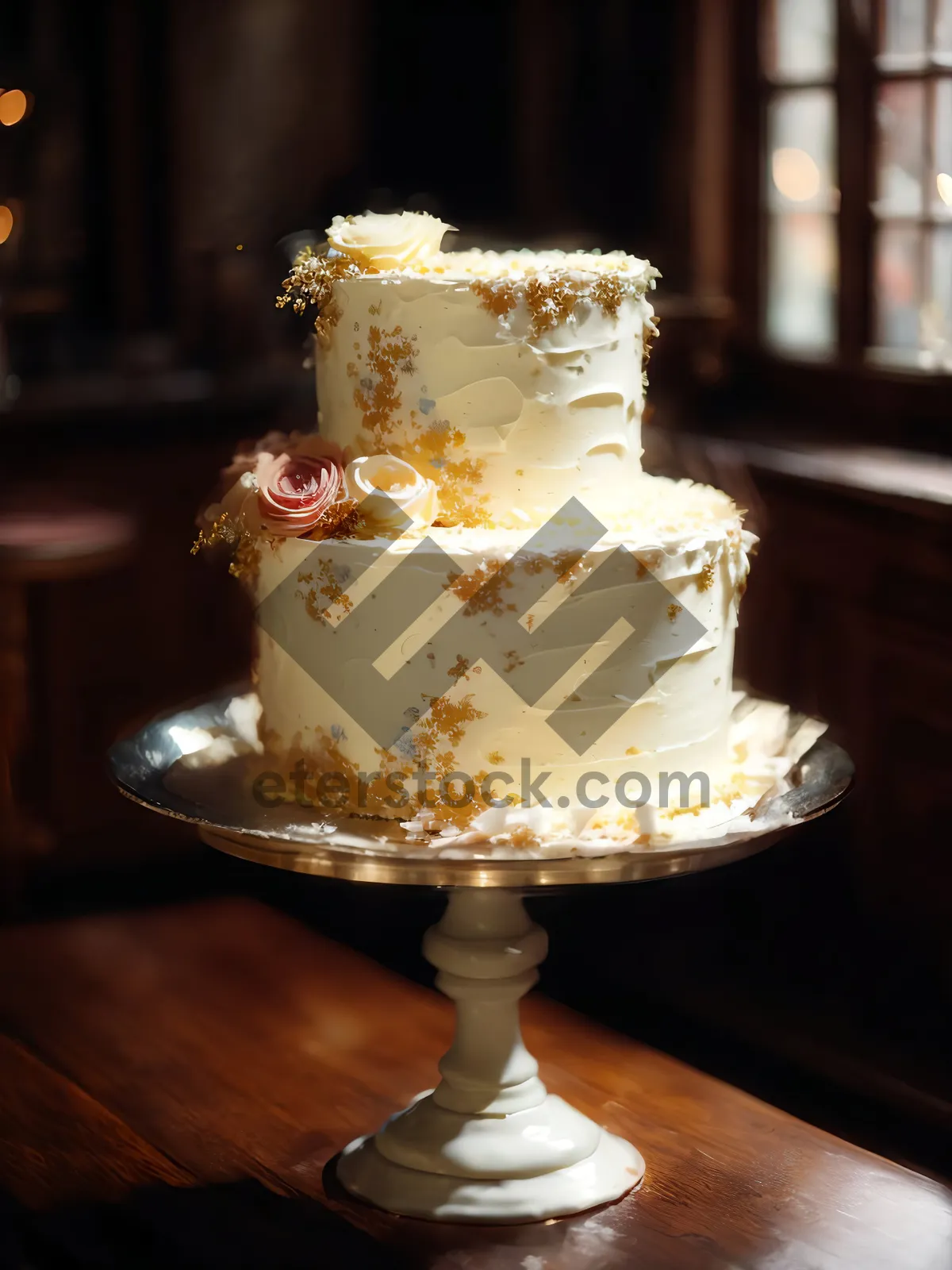 Picture of Delicious Wedding Cake with Creamy Frosting