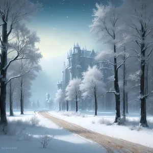 Winter Wonderland: Frosty Landscape with Snowy Trees