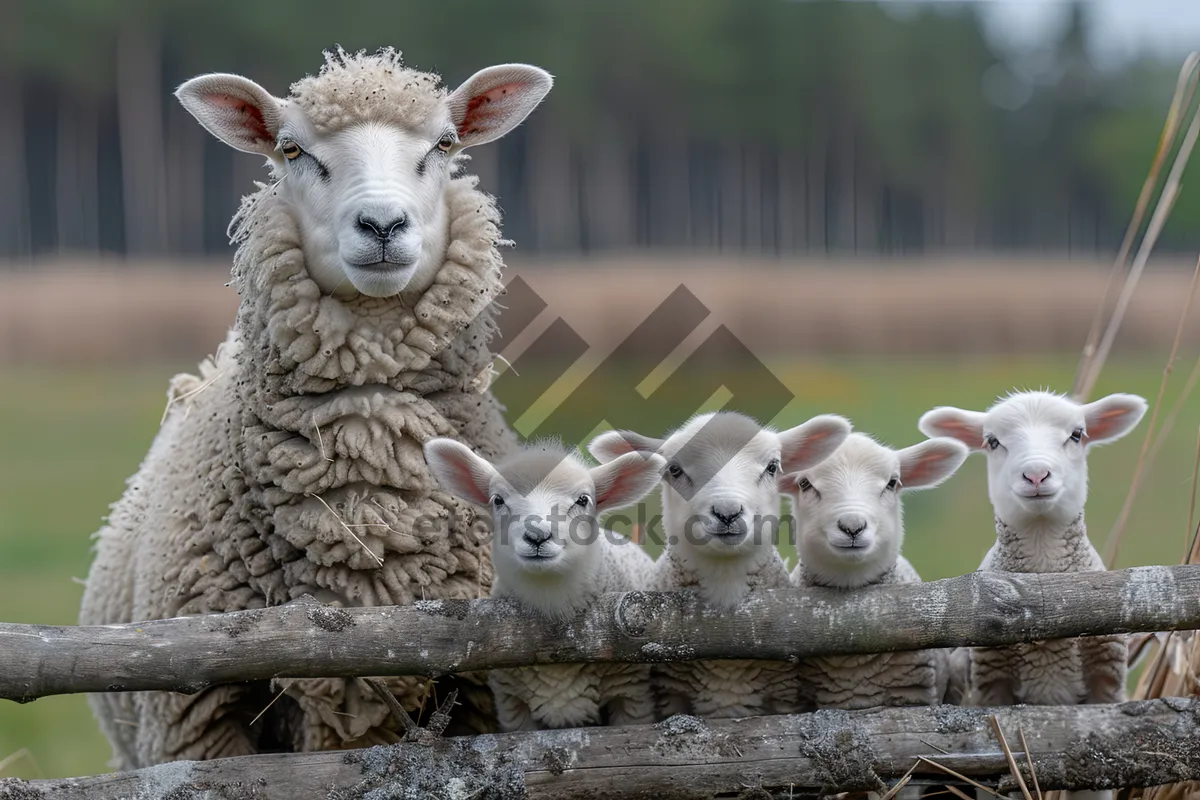 Picture of Flock of sheep grazing on rural farm field