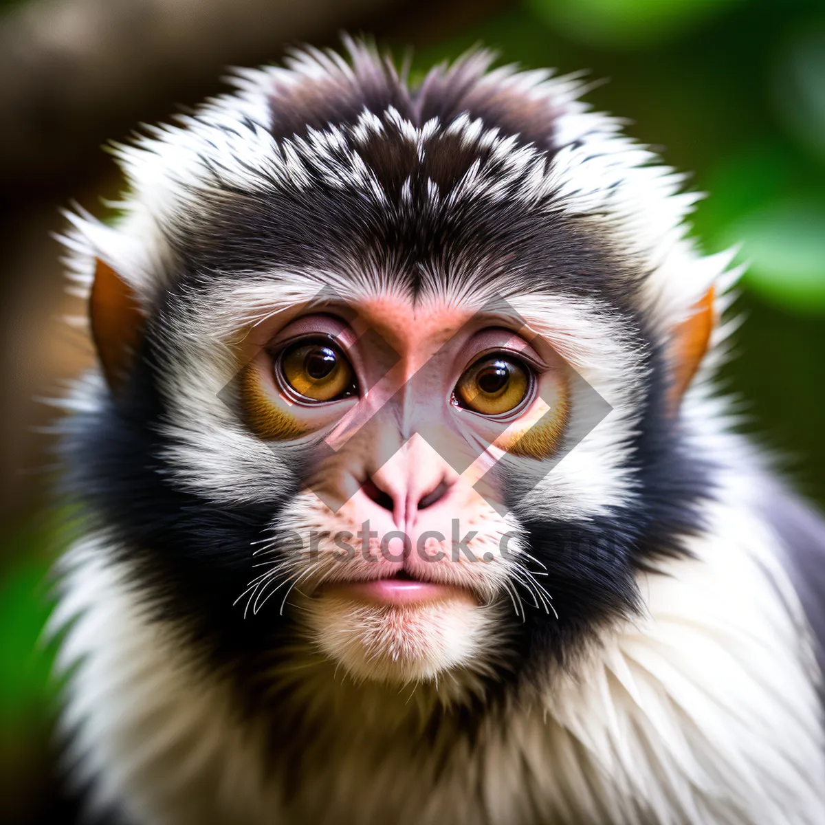 Picture of Cute Macaque Monkey Portrait in Zoo