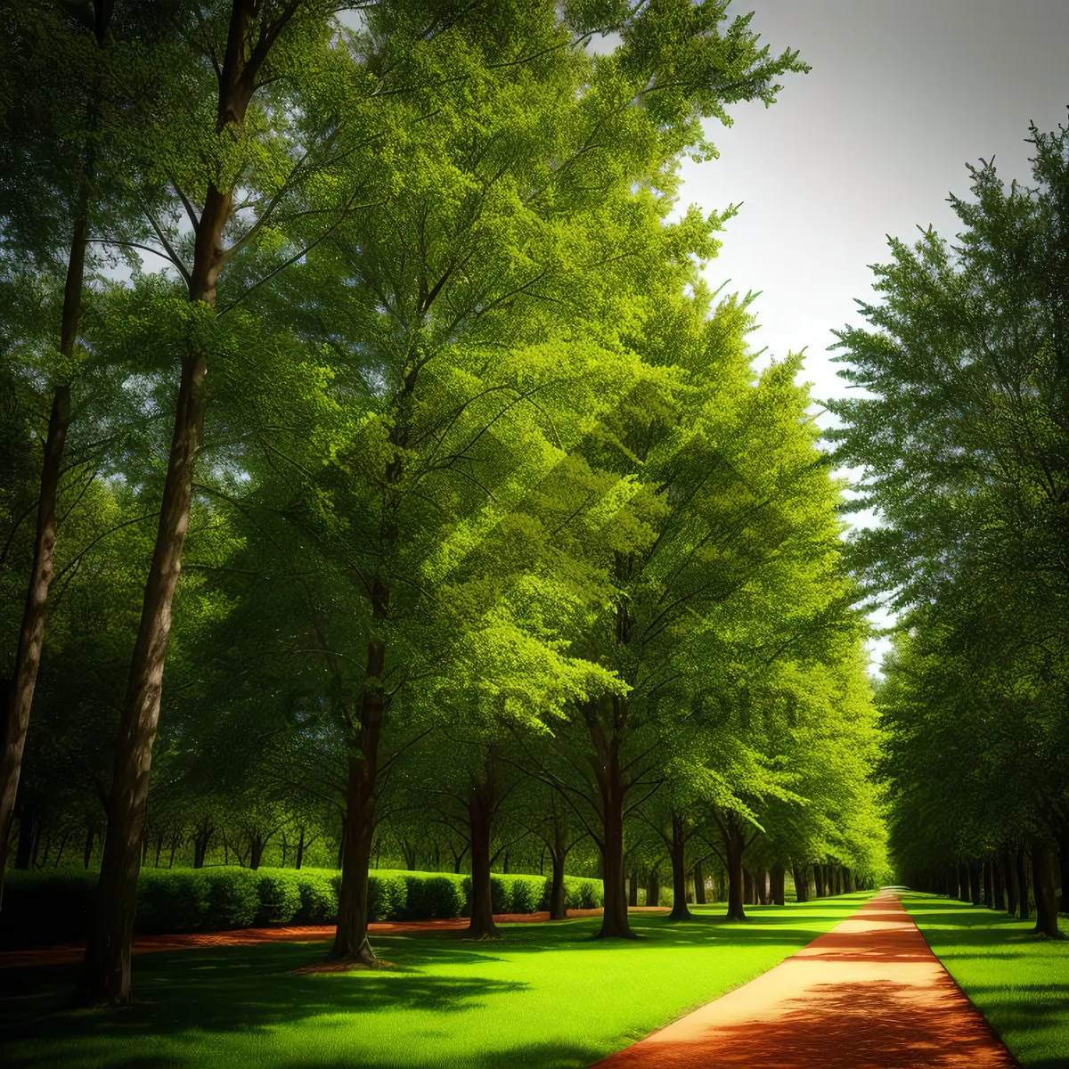 Picture of Serene Forest Pathway Under Summer Sunlight