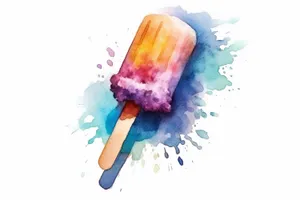 Watercolor ice lolly frozen dessert illustration.