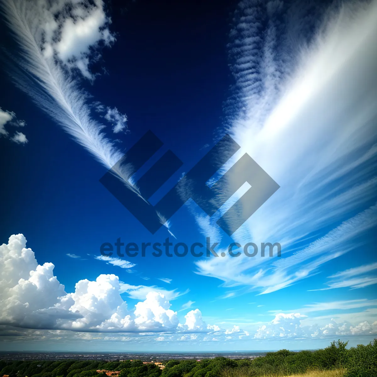 Picture of Vibrant Summer Skies: Sunlight Illuminating Clouds