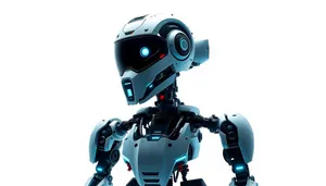 Futuristic Chrome Robot Character in Modern 3D Technology.