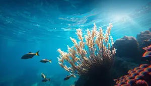 Colorful Marine Life in Tropical Coral Reef Habitat