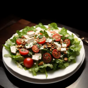 Delicious gourmet salad with grilled chicken and vegetables