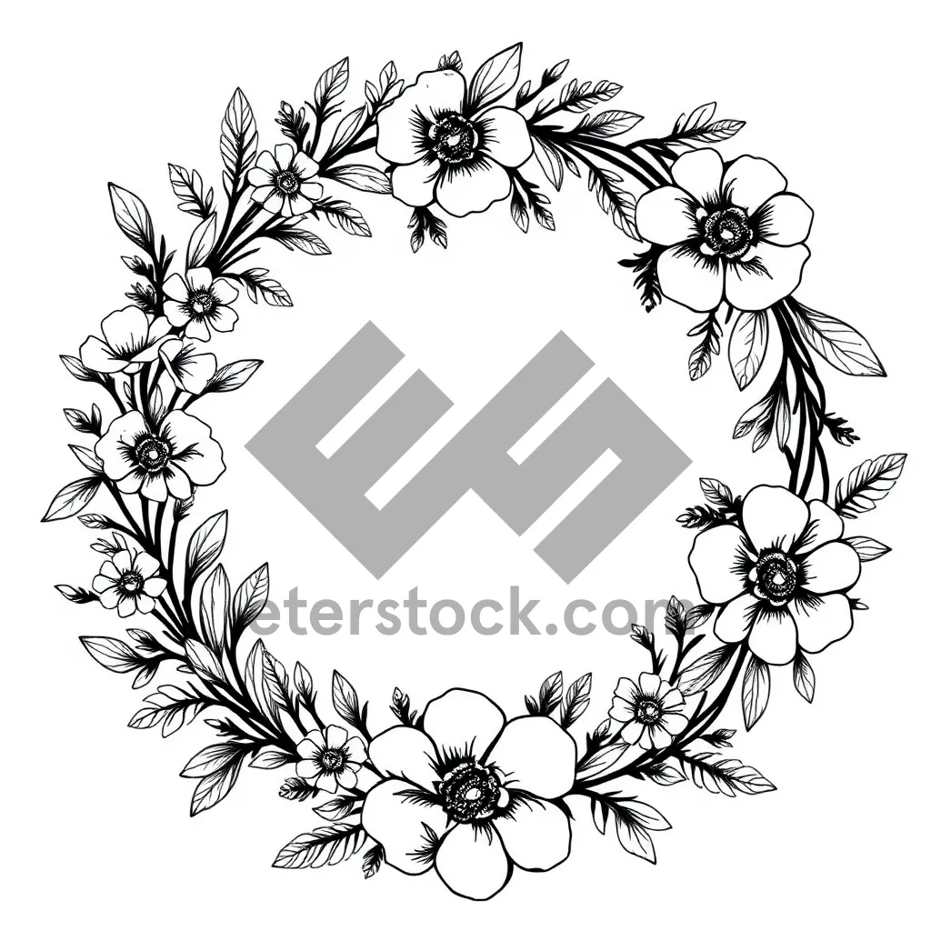 Picture of Floral Design Silhouette Graphic Ornate Element Decor Border