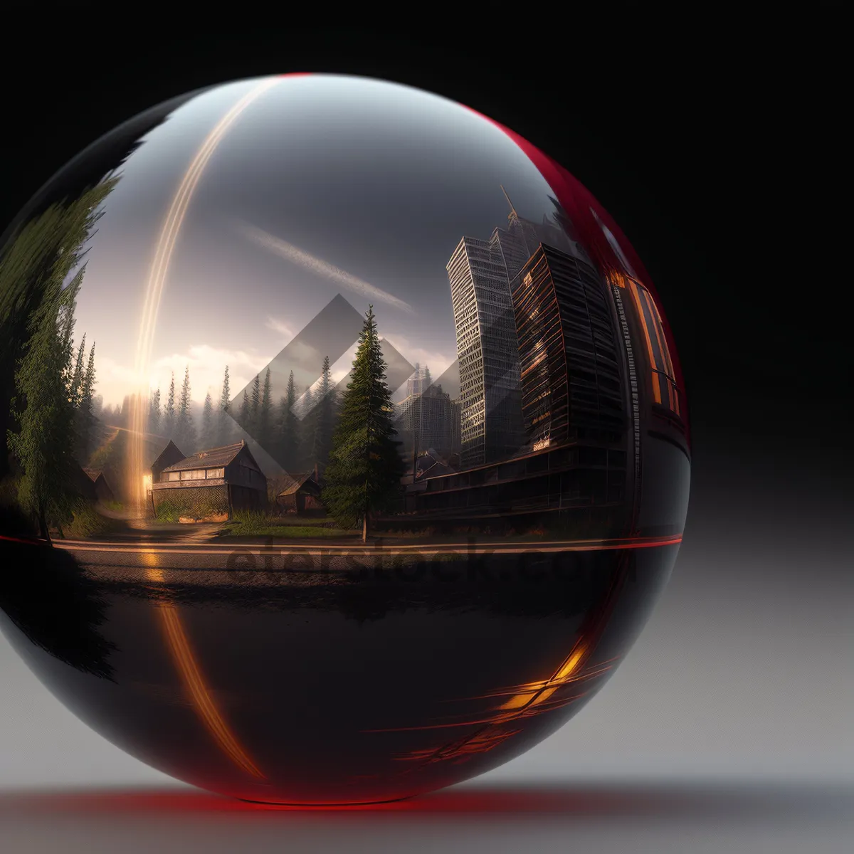 Picture of Red Wine on Earth: 3D Glass Globe Reflection