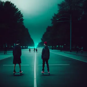 Active Man Playing Skateball in Fun Golf Competition